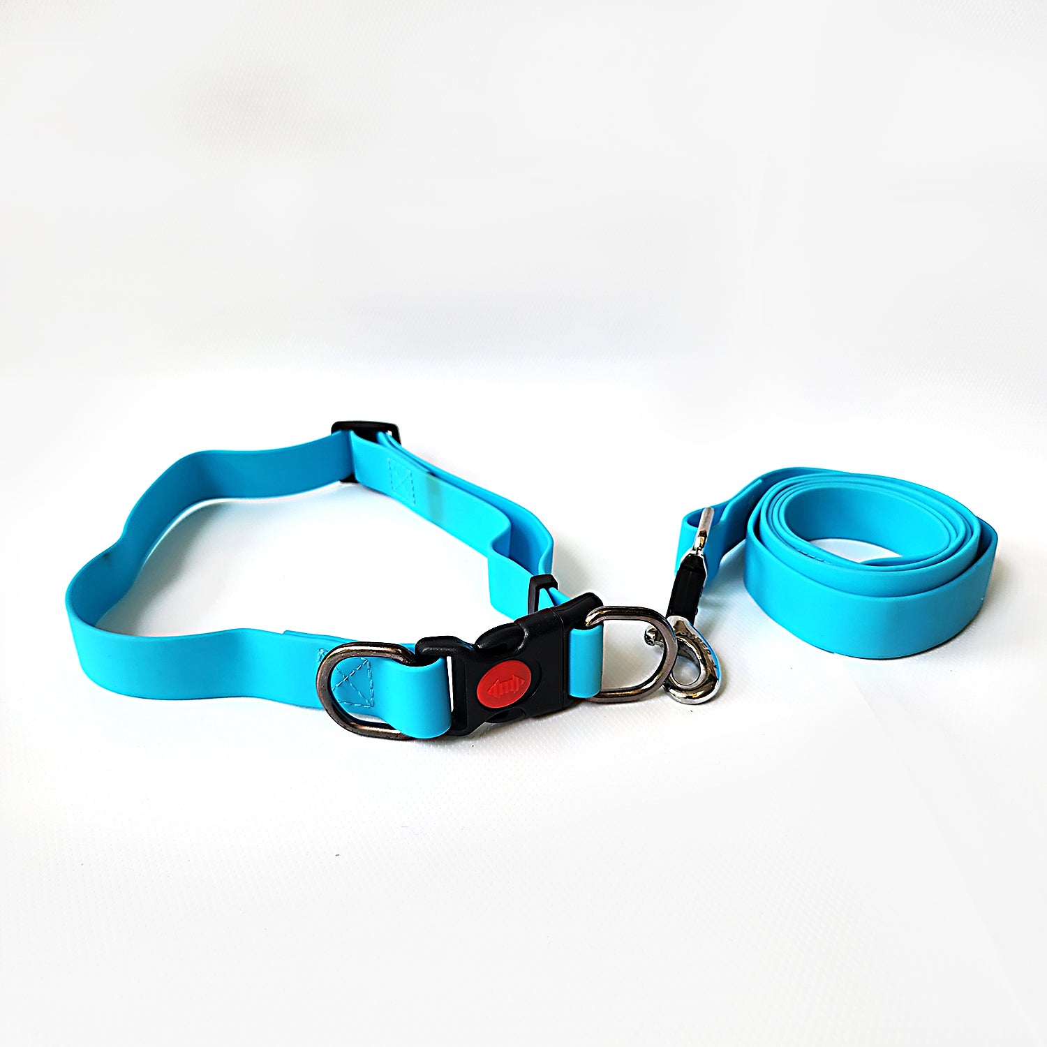 Super Silicon Collar Leash Set Blue Large Indihopshop