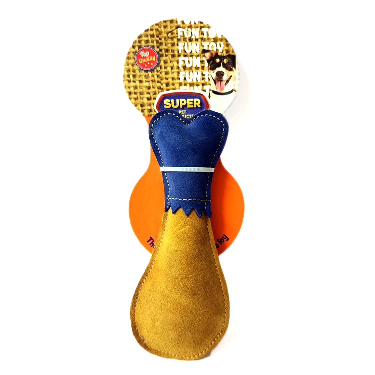 Suade Squeaky Chew Chicken Leg Piece Toy for Dogs and Cats