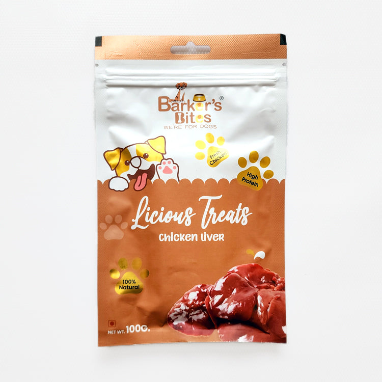 Barker's Bites Licious Dog Treats for 100g - CHICKEN LIVER