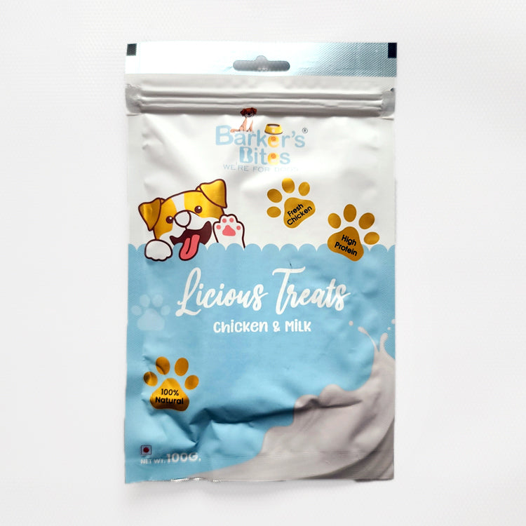 Barker's Bites Licious Dog Treats for 100g - CHICKEN & MILK