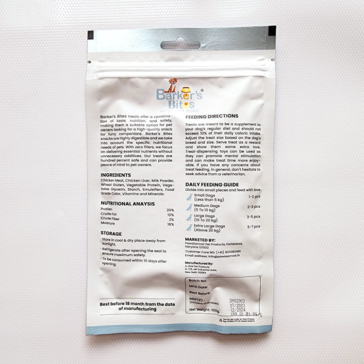 Barker's Bites Licious Dog Treats for 100g - CHICKEN & MILK