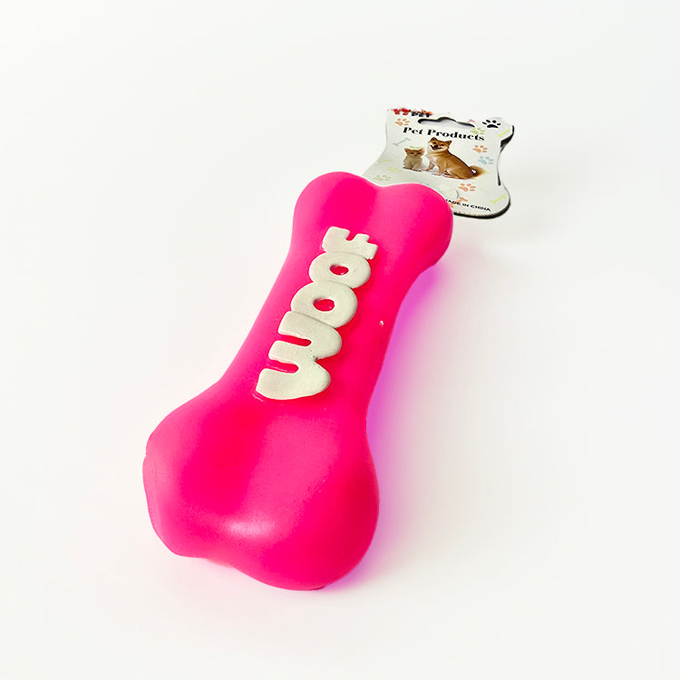 Squeaky Woof Bone Toy - 1 Pc (Assorted Color)