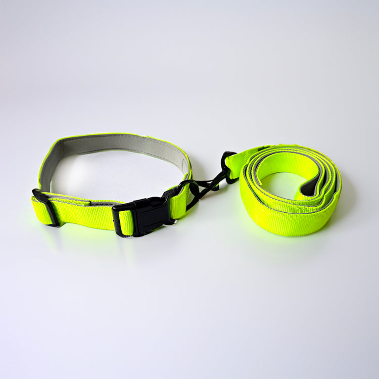 Green Plush Padding Collar & Leash Combo