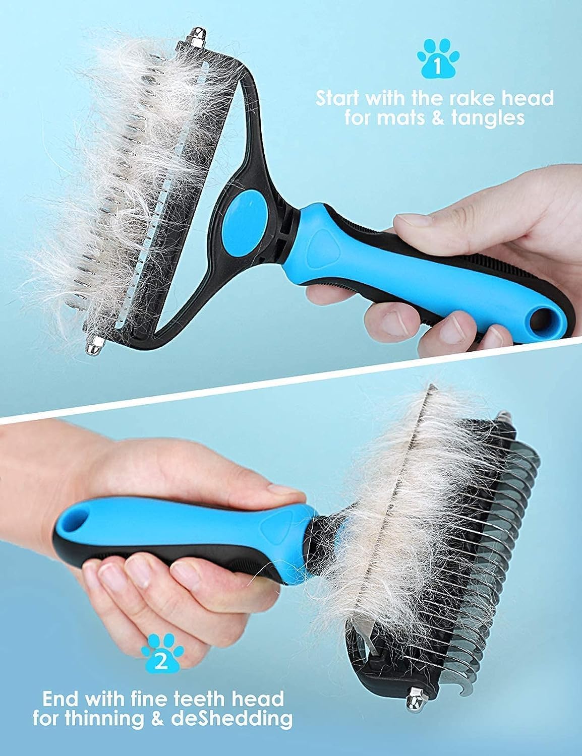 Professional Dematting Brush Tool for Cats and Dogs - Removes Mats and Tangles