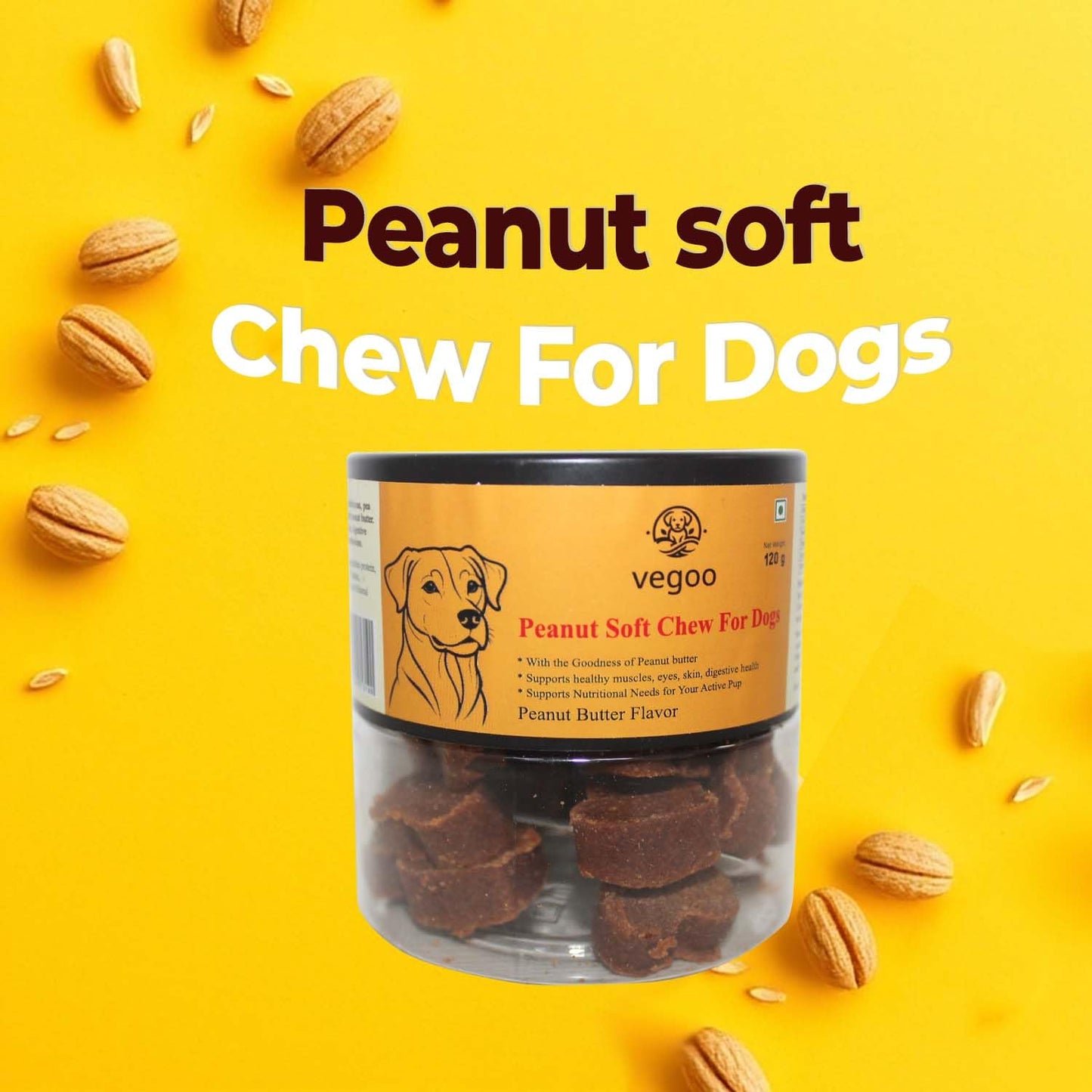 Vegoo Peanut Soft Dog Chew Bites (120 gms)