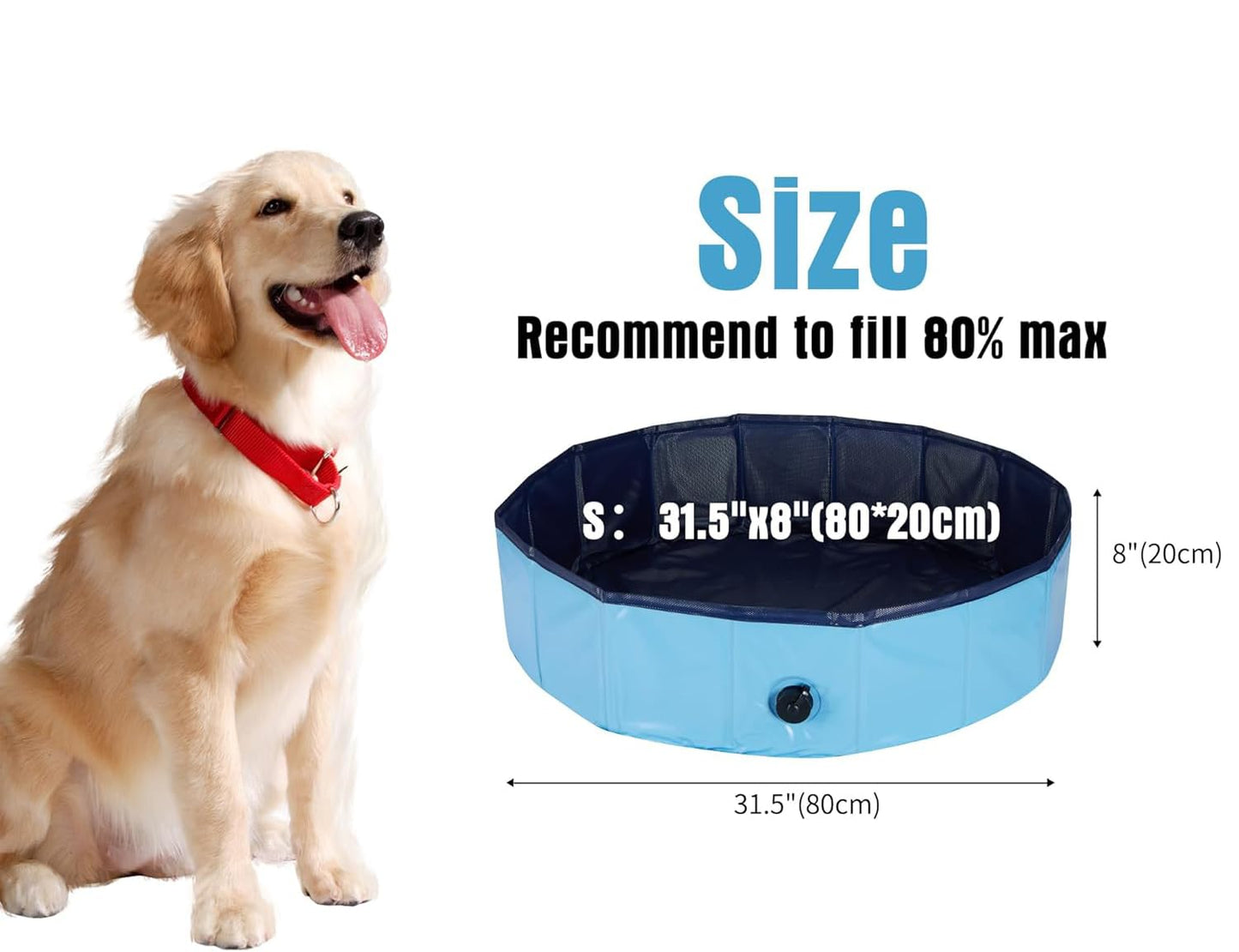 Foldable Dog Pet Bath Tub for Small to Medium Dogs (80 x 20cm)