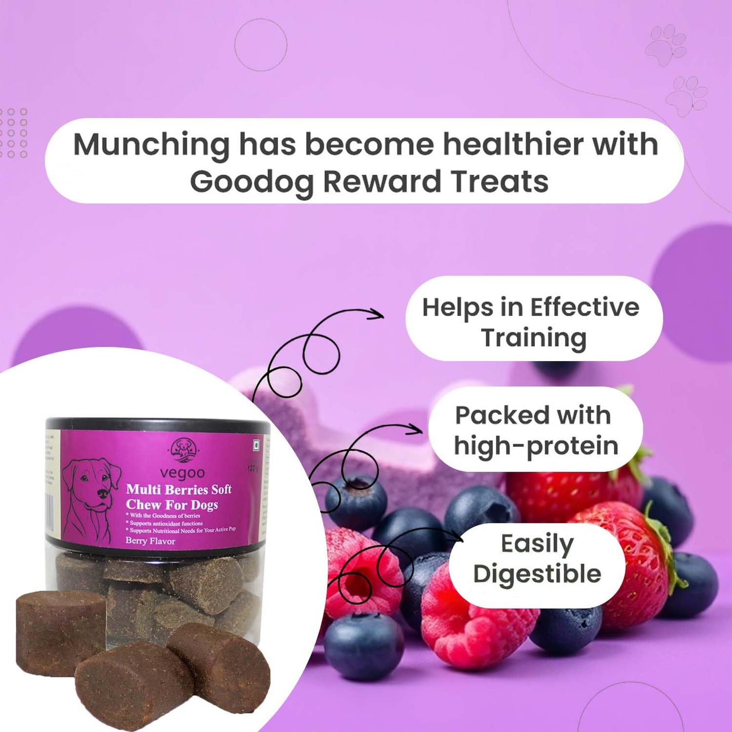Vegoo Multi Berries Soft Chew for Dogs (120 gms)