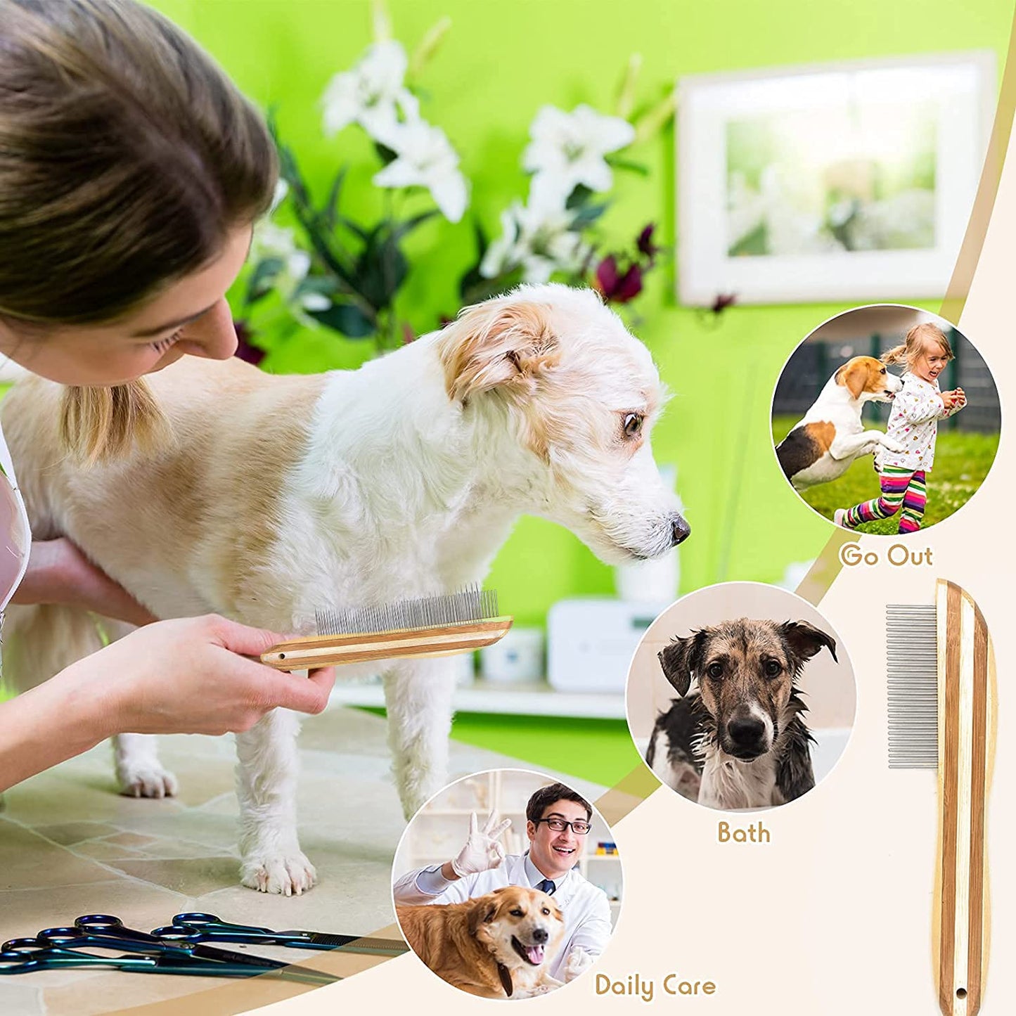 Bamboo Dog Comb - Ideal for Detangling