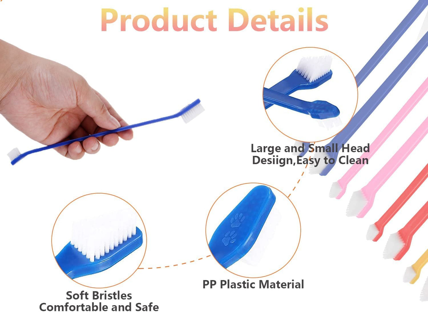 Cleaning Dental Toothbrush Set of 3 with 1 Double Headed Toothbrush