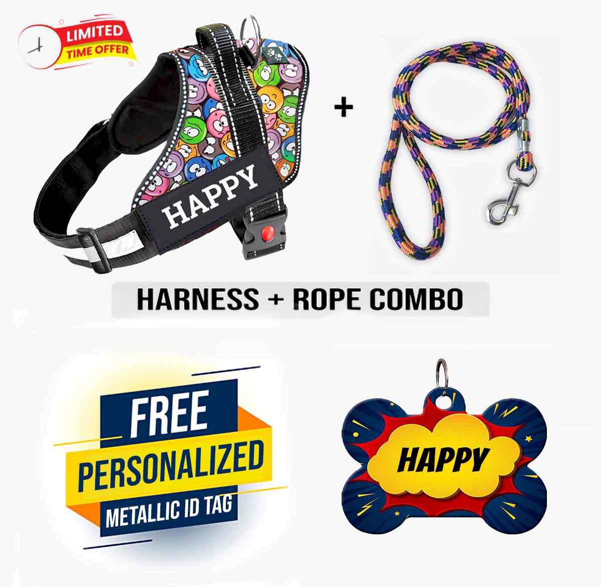 Personalized Dog Harness - GROOVY EMOJIS