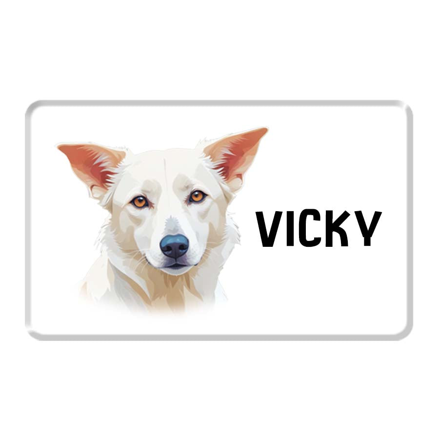 Personalized Pet Breed Fridge Magnet - Indie - White