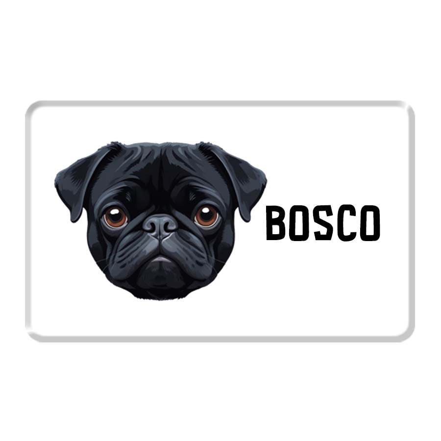 Personalized Pet Breed Fridge Magnet - Pug - Black