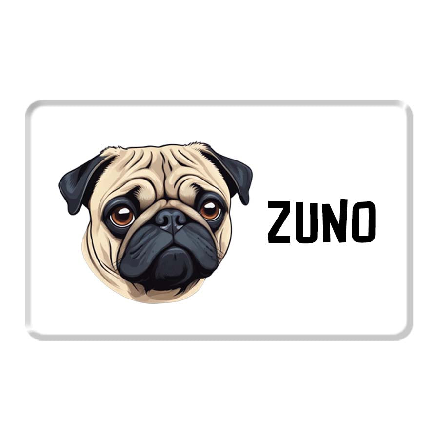 Personalized Pet Breed Fridge Magnet - Pug - Black