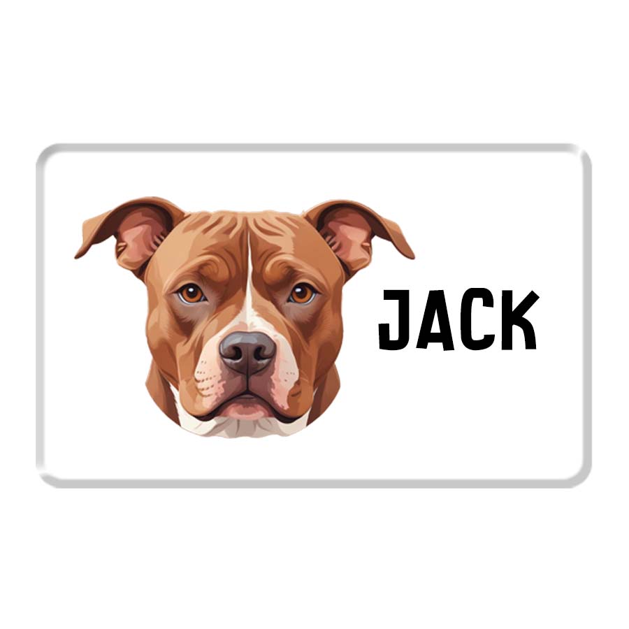 Personalized Pet Breed Fridge Magnet - Pitbull - Brown
