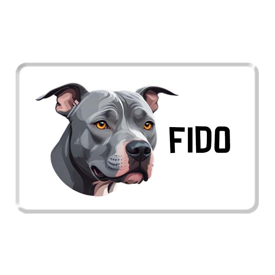 Personalized Pet Breed Fridge Magnet - Pitbull - Grey