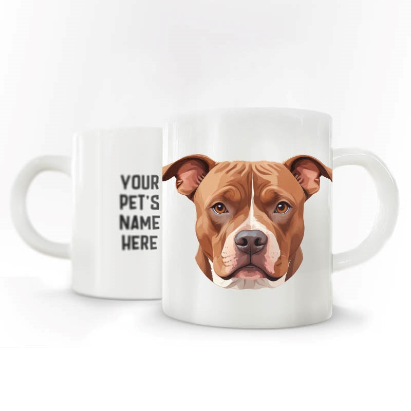 Personalized Pet Coffee Mug - Pitbull - Brown