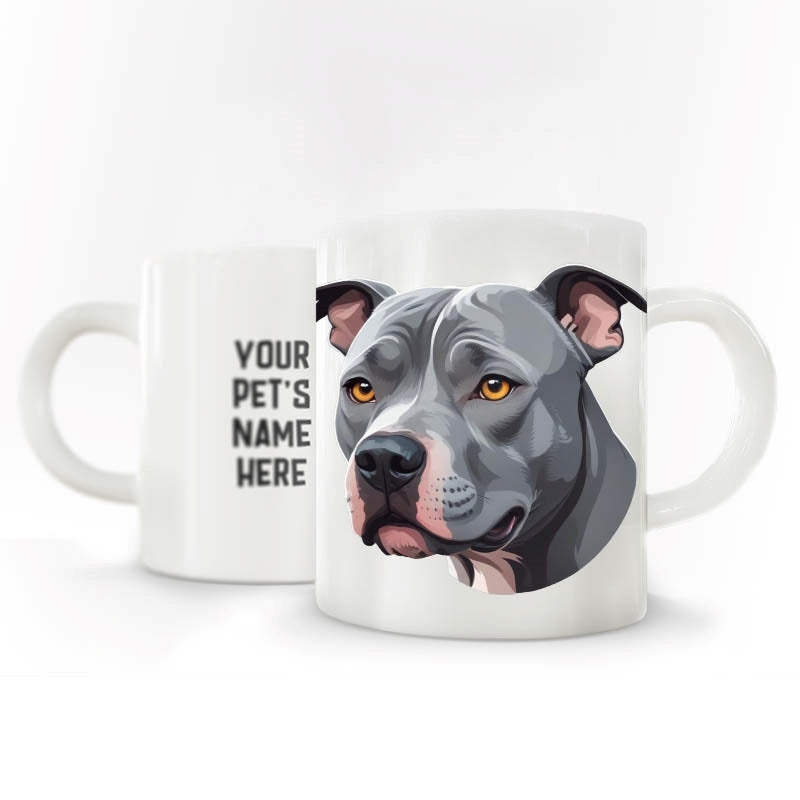 Personalized Pet Coffee Mug - Pitbull - Grey