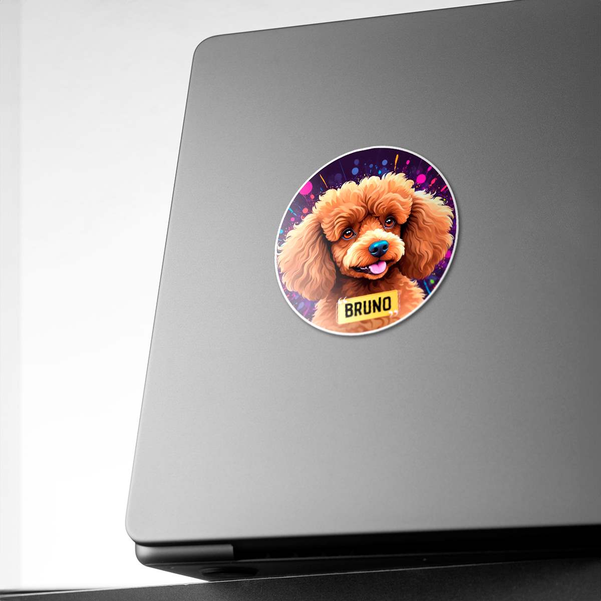 Personalized Breed Graphic Sticker - Poodle - Brown