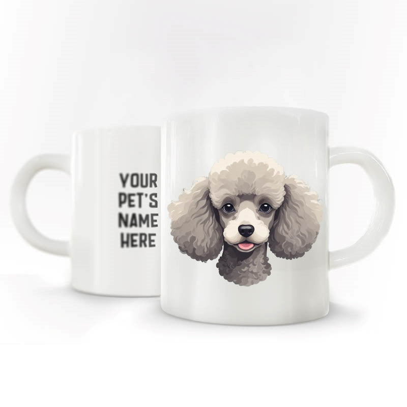 Personalized Pet Coffee Mug - Poodle - White/Grey