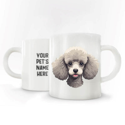 Personalized Pet Coffee Mug - Poodle - White/Grey