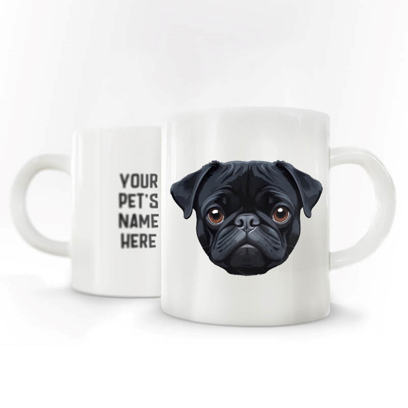Personalized Pet Coffee Mug - Pug - Black
