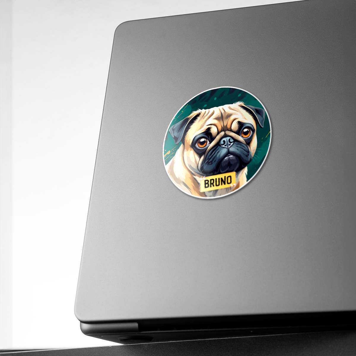 Personalized Breed Graphic Sticker - Pug - Black