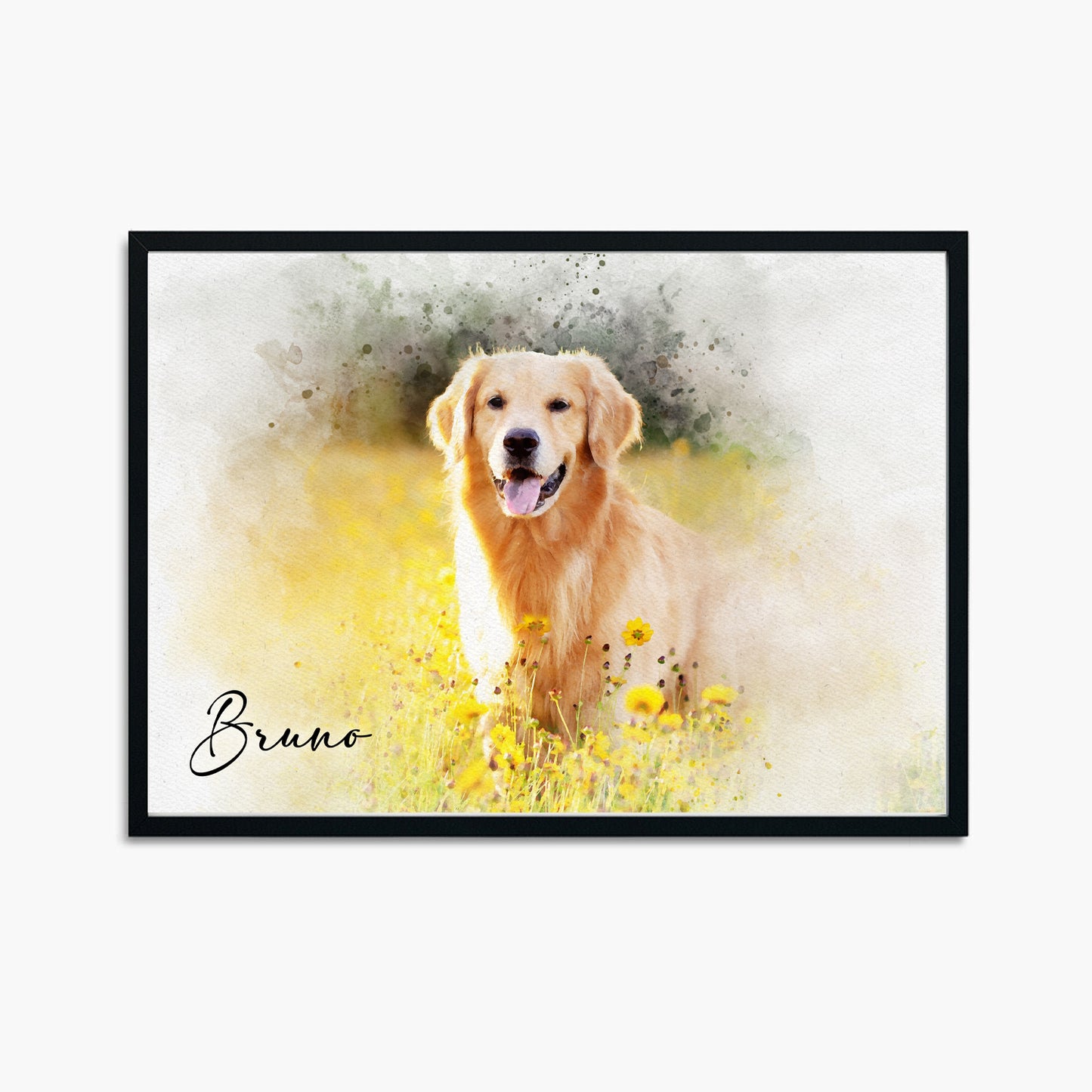 Pet Art Portrait with Frame - Water Colours