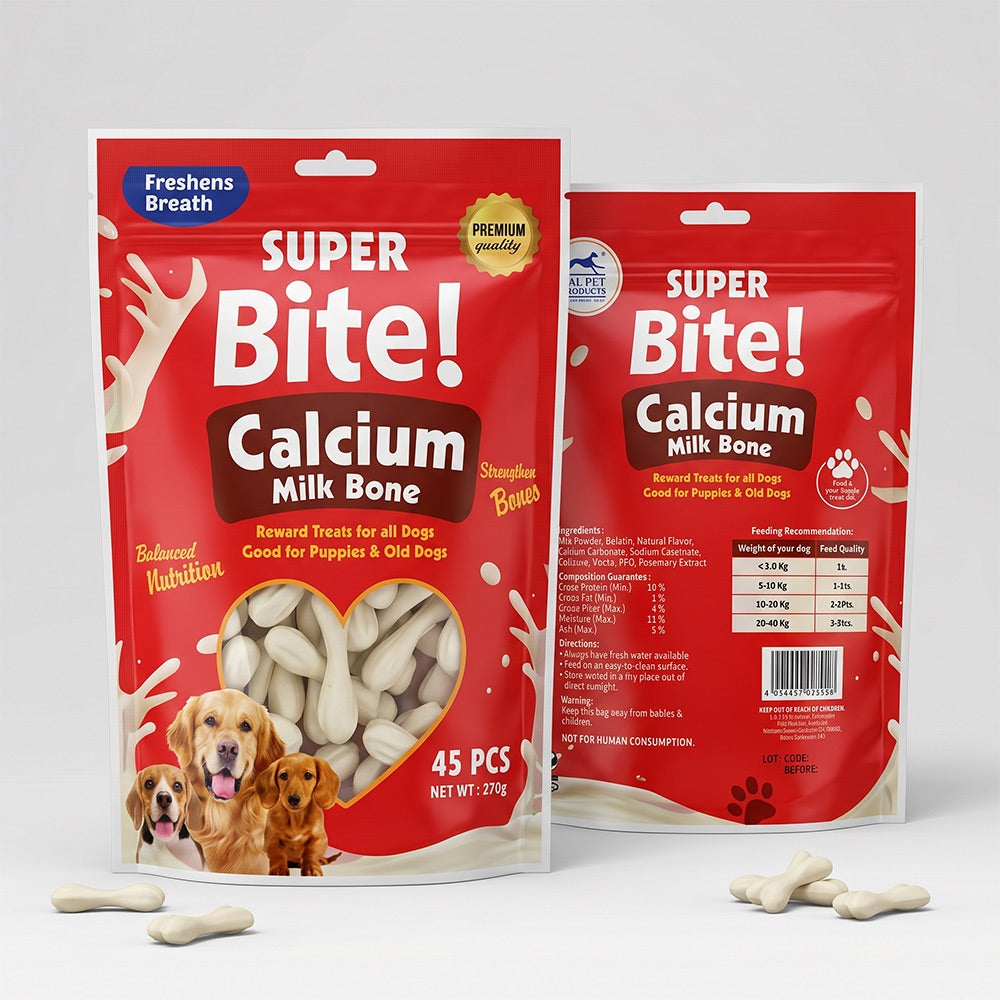 SUPER BITE Balanced Nutrition Calcium MILK BONE - 45 Pcs