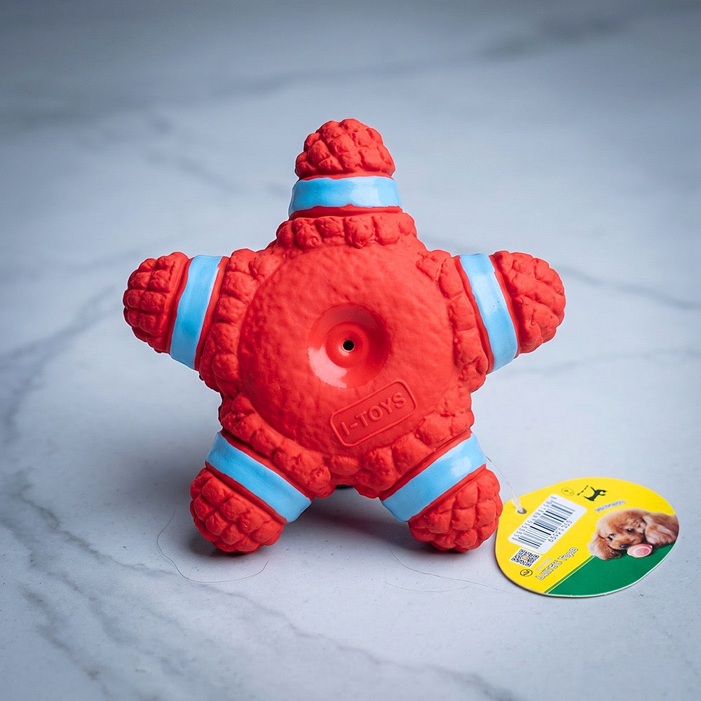 Rubber Starfish Squeaker Dog Toy – Durable Chew & Fetch Toy