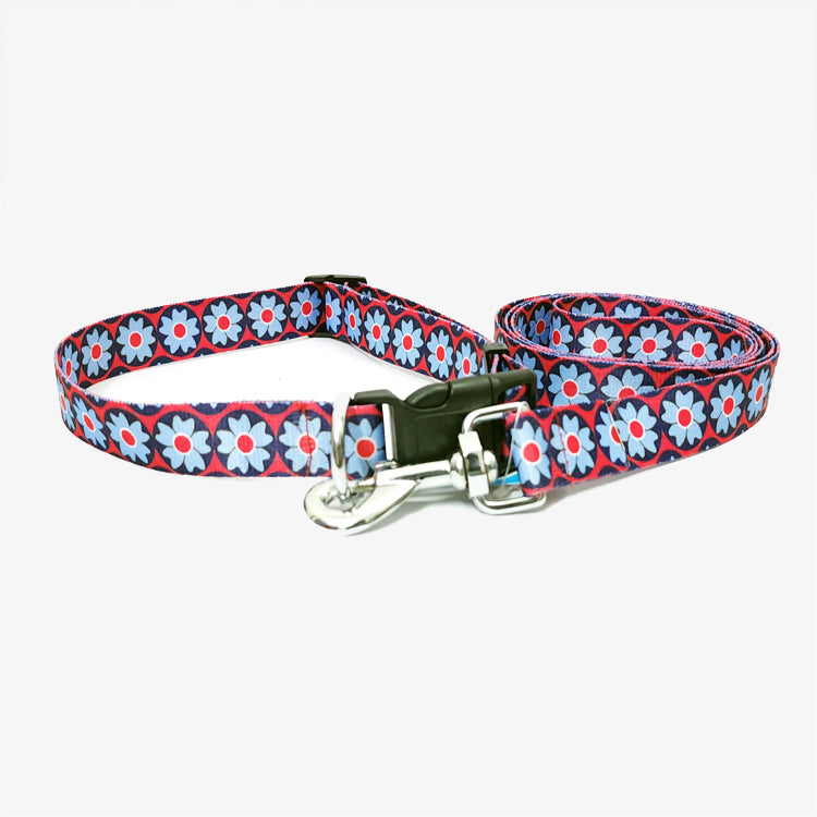 FAIRY FLOWER Graphic Dog Collar and Leash Combo