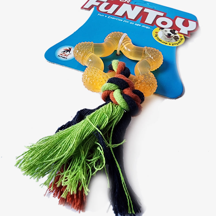 STAR Shape Design Rubber and Rope Dog Chew Toy