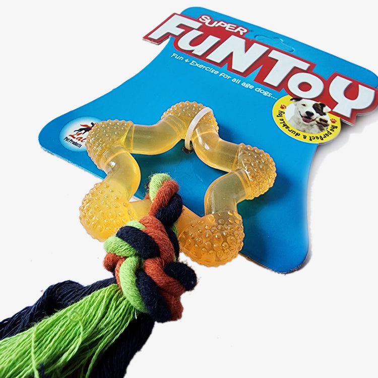 STAR Shape Design Rubber and Rope Dog Chew Toy
