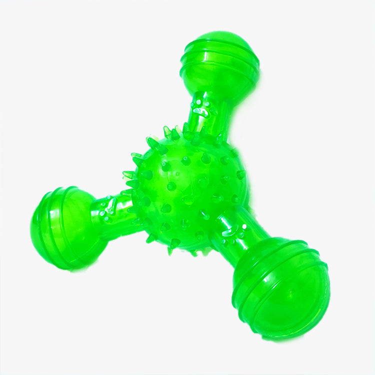 TPR Rubber Spike TriBone Chew Toy for Dogs and Puppies