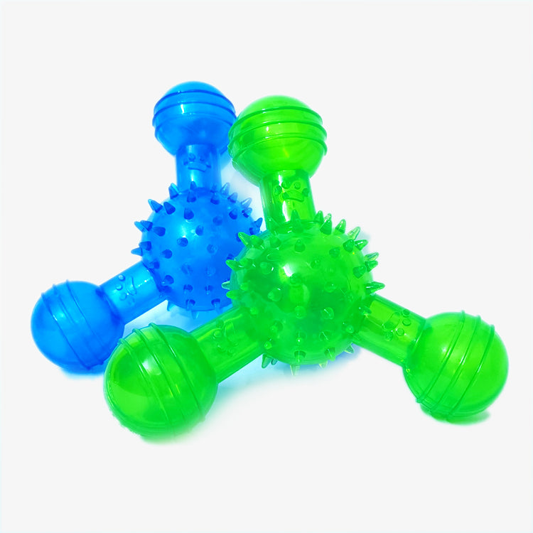 TPR Rubber Spike TriBone Chew Toy for Dogs and Puppies