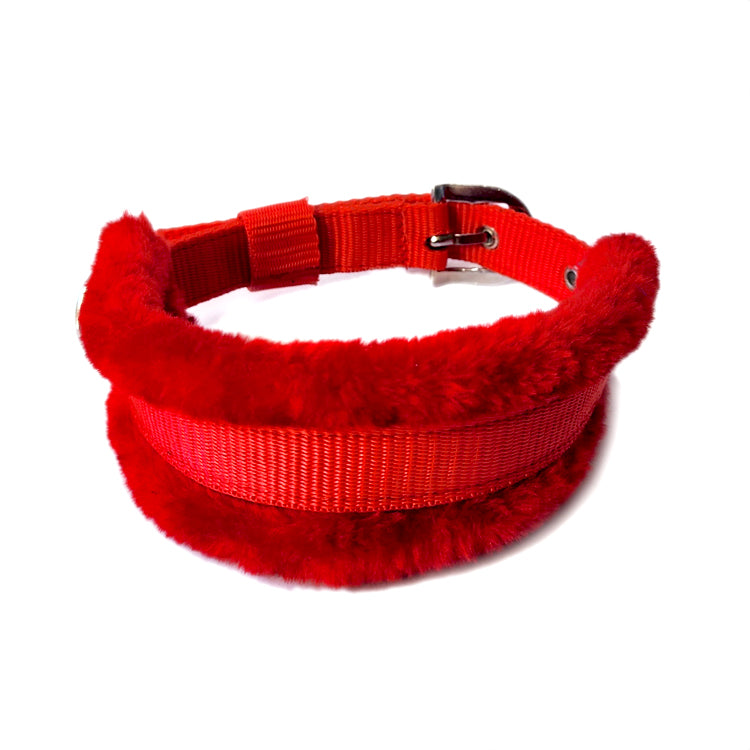 IndiHopShop FUR Nylon Dog Collar - RED