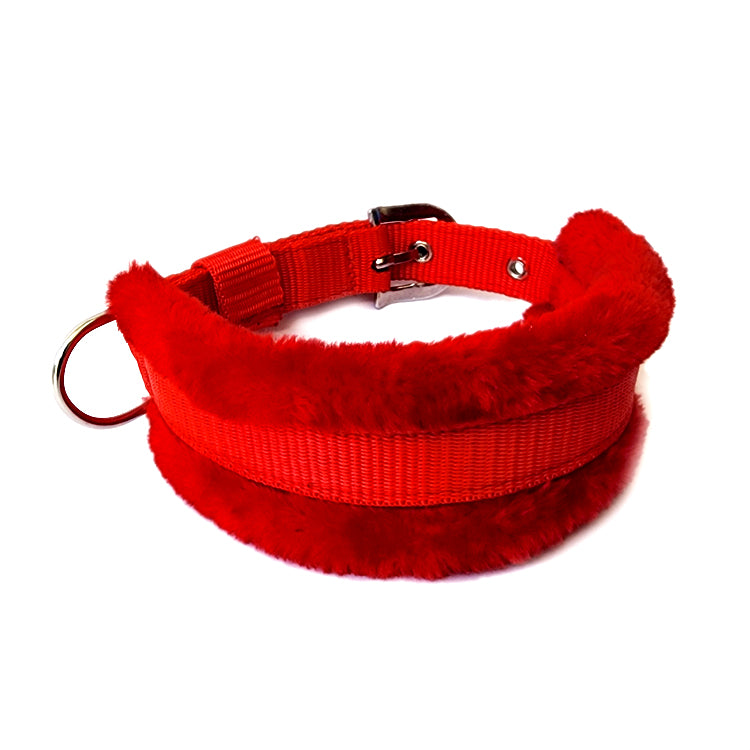 IndiHopShop FUR Nylon Dog Collar - RED