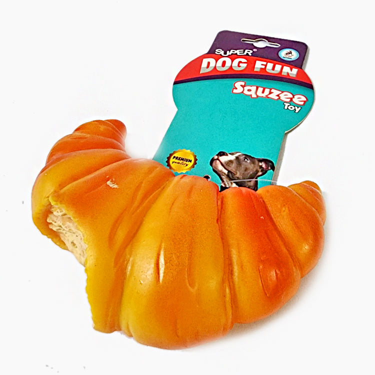 Croissant Natural Latex Rubber Squeaky Dog Toy