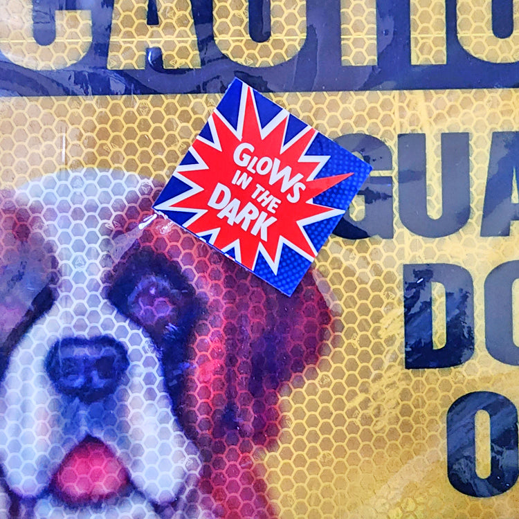 IndiHopShop Glow in the Dark Dog Sign Board (8x8 inch) - GUARD DOG ON DUTY
