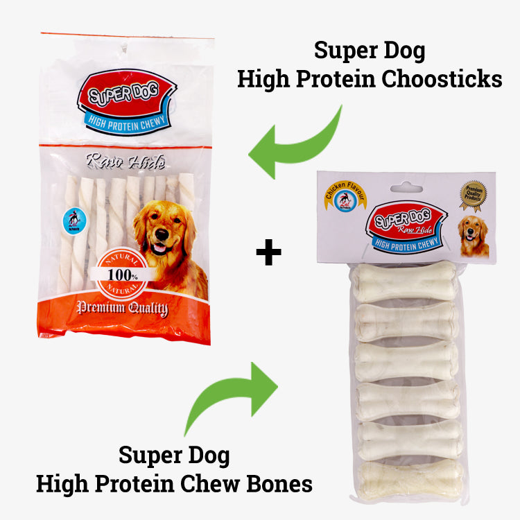 Pressed Dog Bone (3-inch x 6 Pieces) & Calcium Choosticks COMBO