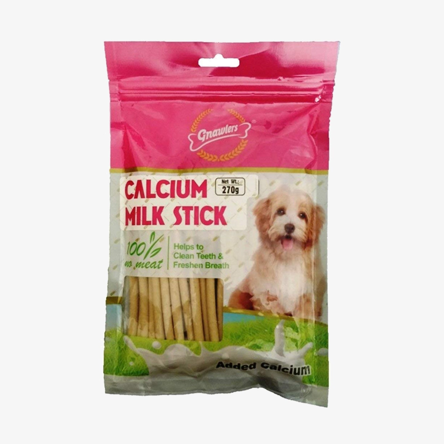 GNAWLERS All Life Stages Calcium Milk Stick Dog Treat, Brown, 270 g