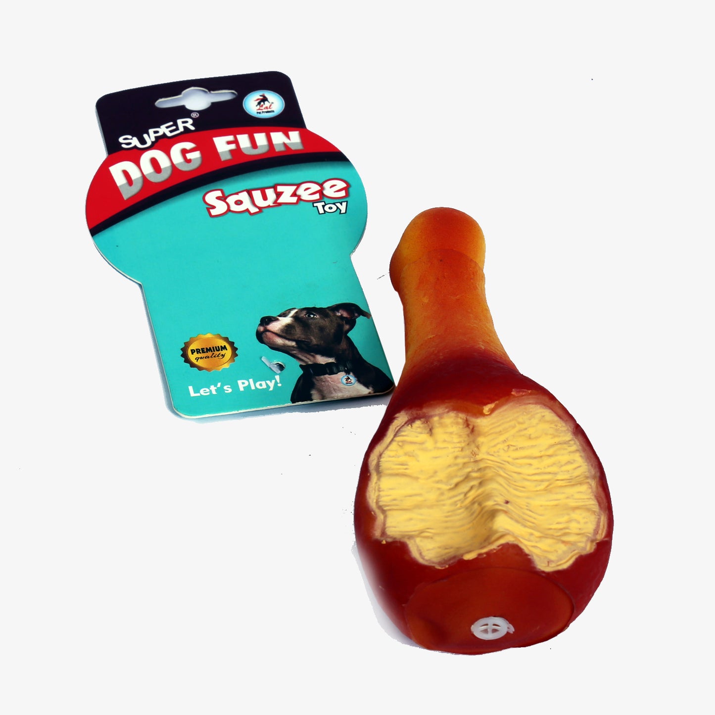 IndiHopShop Natural Rubber Squeaky Cum Chew Chicken Leg Piece Toy for Dogs and Puppies