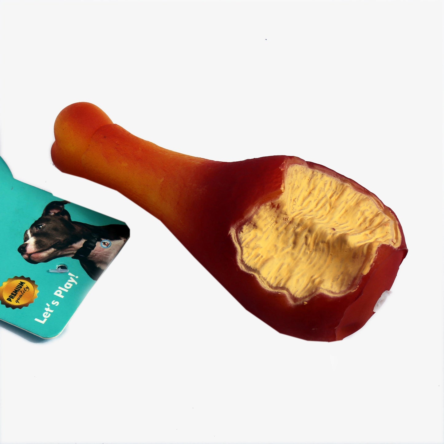 IndiHopShop Natural Rubber Squeaky Cum Chew Chicken Leg Piece Toy for Dogs and Puppies