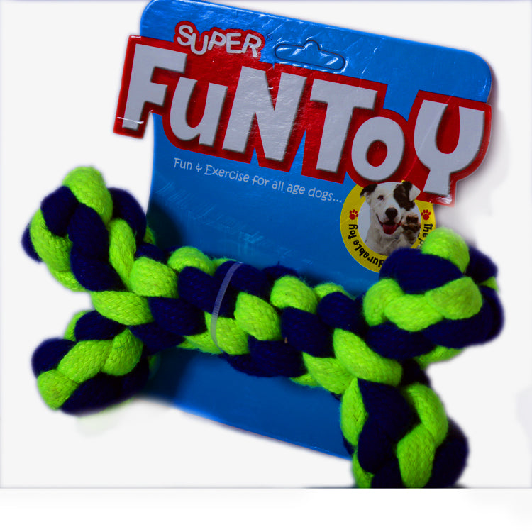 IndiHopShop Knotted Cotton Rope Bone Teeth Cleaning and Chewing Toy for Dogs