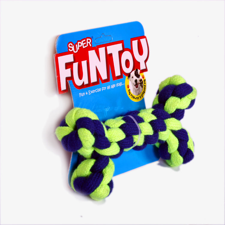 IndiHopShop Knotted Cotton Rope Bone Teeth Cleaning and Chewing Toy for Dogs