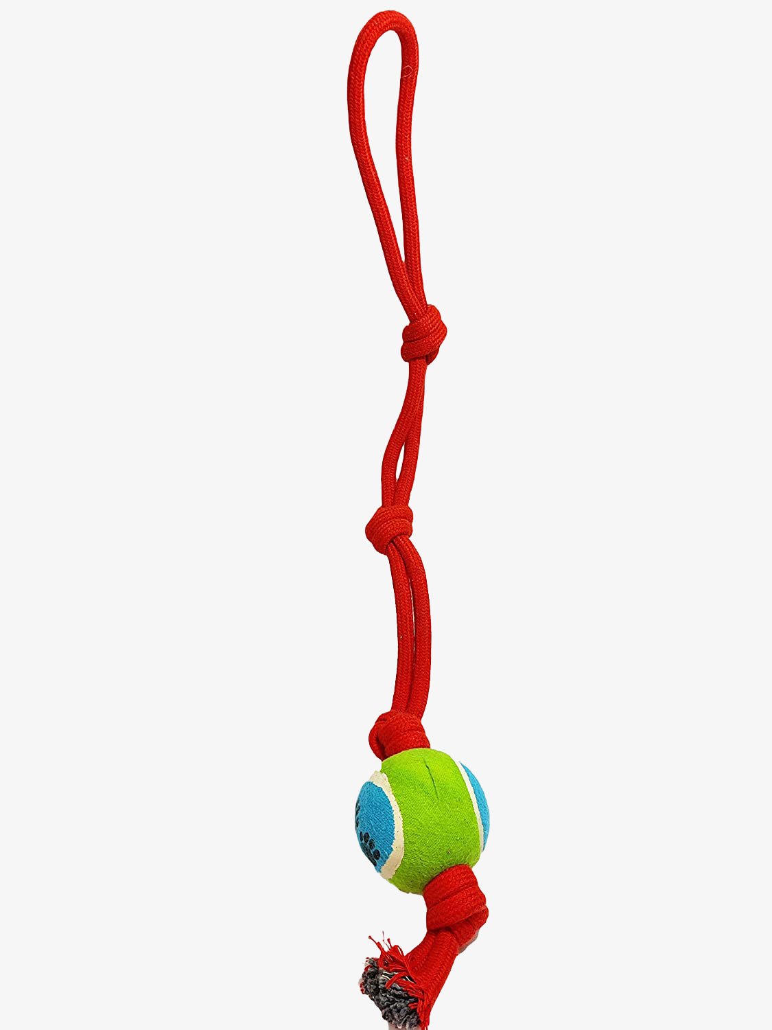 IndiHopShop Knot Rope Dog Tug Toy, Loop with Tennis Ball