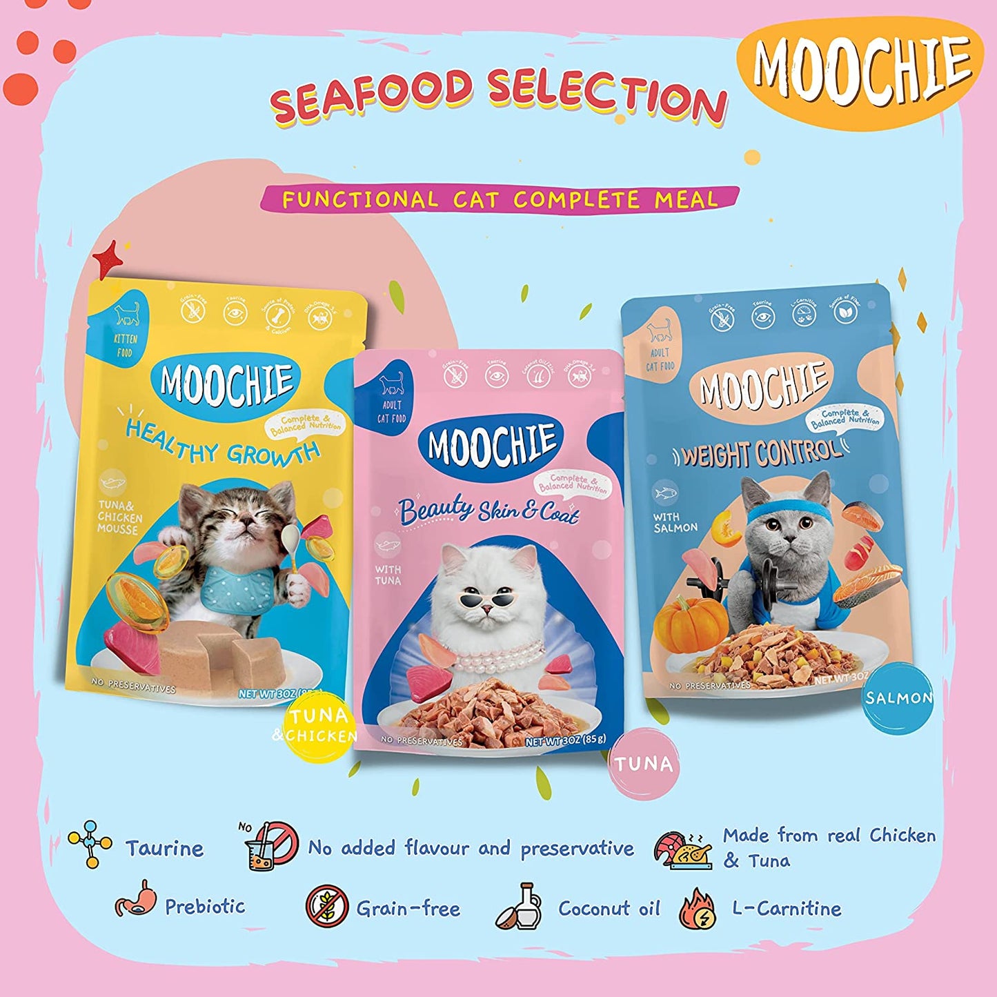 MOOCHIE Wet Cat Food Grain-Free Gravy Cat Treat Beauty Skin & Coat