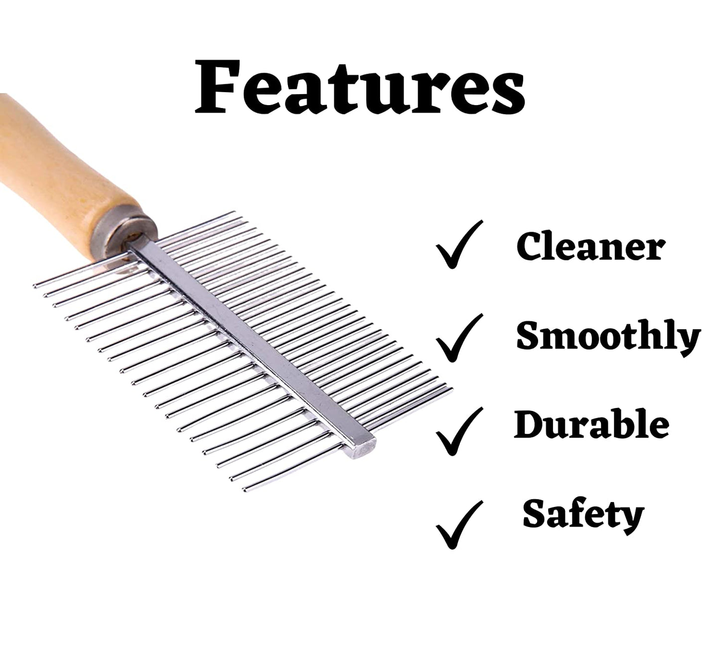 IndiHopShop Wooden Handle Steel Needles Dog Double-Sided Comb