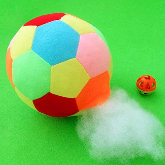 IndiHopShop Puppy Dog Plush Rainbow Football Toy with Rattle Bell