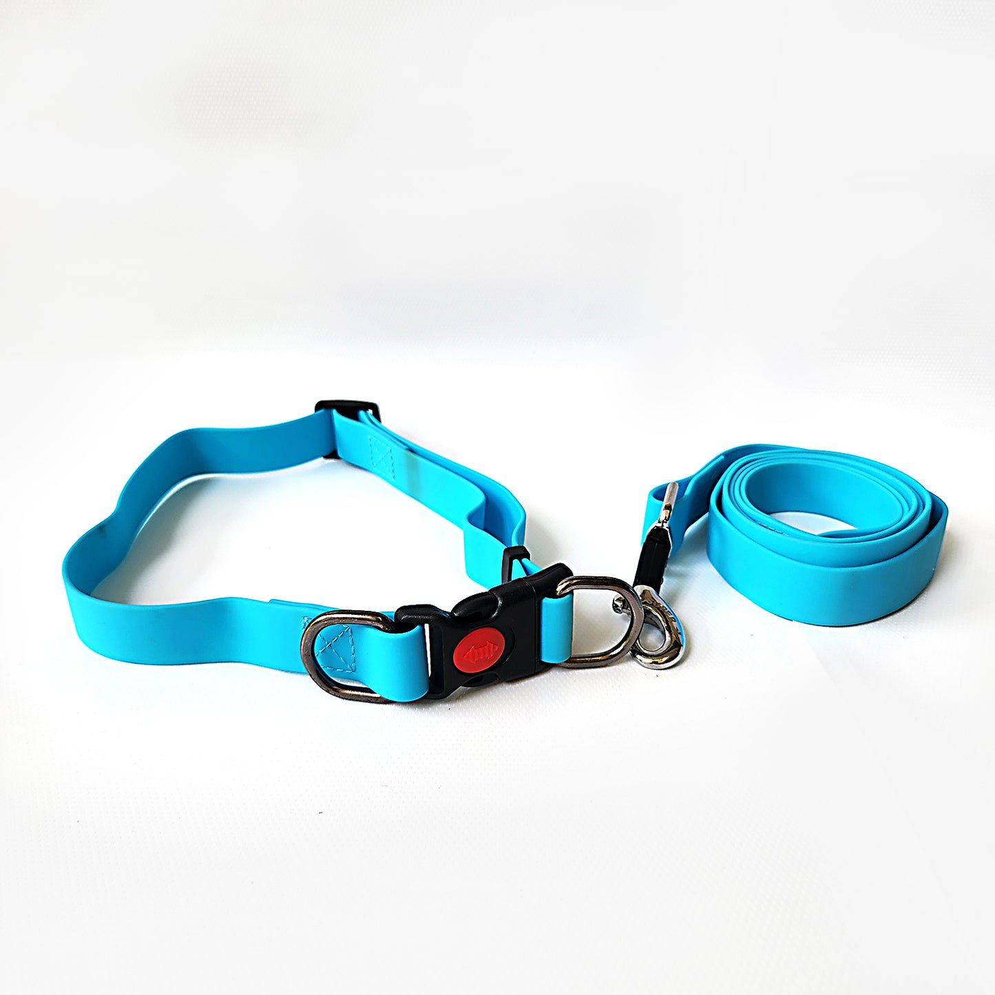 Super Silicon Collar & Leash Set - Blue - Large