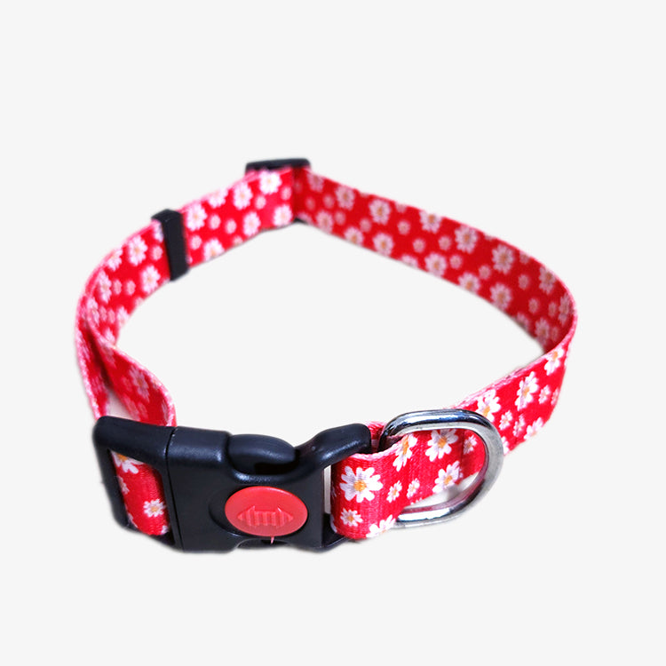 IndiHopShop Graphic Dog Collar - RED FLOWER
